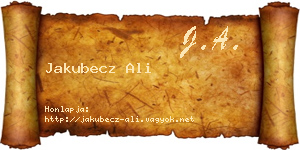 Jakubecz Ali névjegykártya